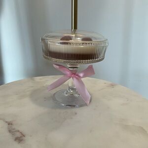 Glass Espresso Martini Candle with Pink Ribbon